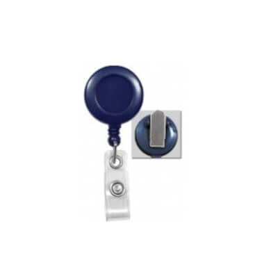 Round Badge Reel - Clip On - w/ Card Clamp- 100 Pack - ID Card Systems